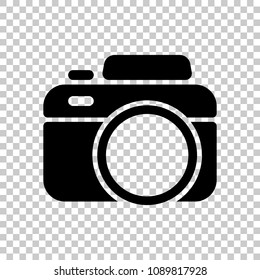 Photo camera, simple icon. On transparent background.