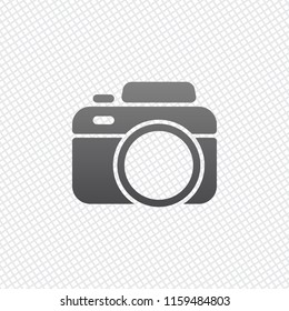 Photo camera, simple icon. On grid background