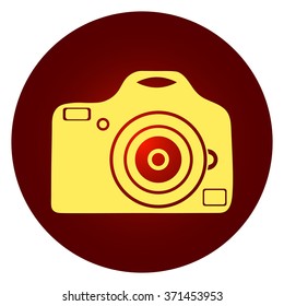 Photo camera simple icon on colorful background