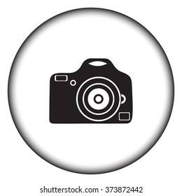 Photo camera simple icon on colorful round background