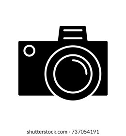 photo camera simple icon, vector illustration, black sign on isolated background