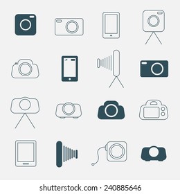 Photo Camera Simple Vector Icons Set