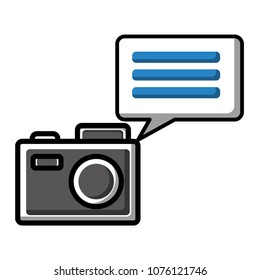 photo camera and speech bubble social media