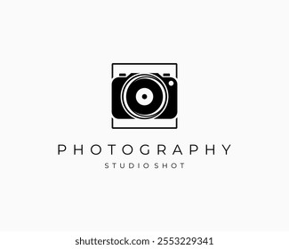 Photo Camera Studio Professional Photography Simple Silhouette Vector Logo Design Illustration
