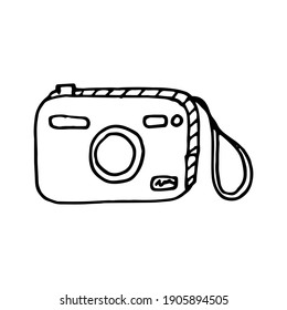 photo camera in the style of doodle. for the design of postcards