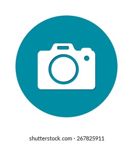 Photo camera symbol. Digital camera. Flat design style. 
