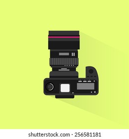 Photo Camera Top View Icon Flat Design Vector Illustration