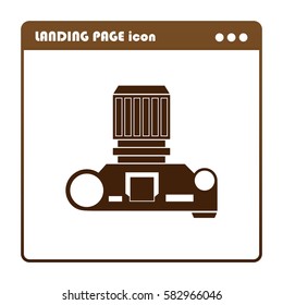 Photo camera top view, icon for the landing page