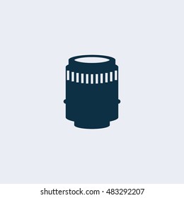 Photo camera top view isolated vector black icon,  camera silhouette icon