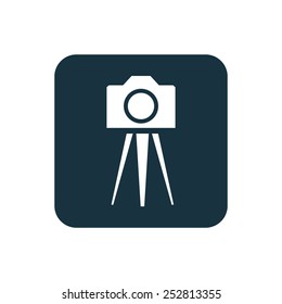 photo camera tripod icon Rounded squares button, on white background 