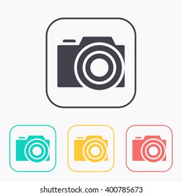 photo camera vector color icon set 