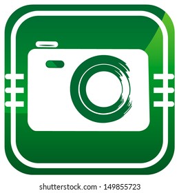 Photo camera - vector green icon isolated
