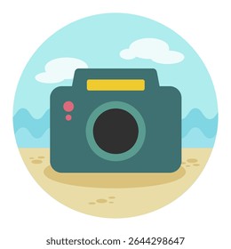 Photo Camera vector icon. Beach. Summer. Summertime. Vacation, eps 10