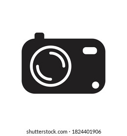 icono del vector de cámara fotográfica negro