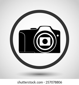 Photo camera vector icon - black illustration