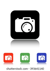 Photo camera vector icon - black and colored buttons