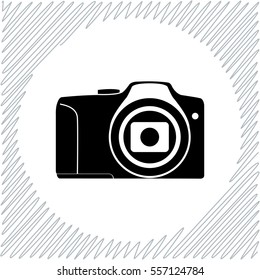 Photo camera vector icon - black  illustration