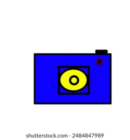 Photo camera vector icon blue color