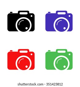 photo camera vector icon - colored set