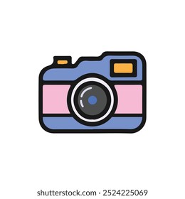 Icono de Vector de cámara fotográfica con diferentes colores. Conjunto de ilustración de diseño de logotipo de cámara fotográfica, icono plano de cámara retro.