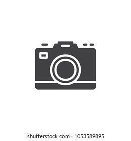Photo camera vector icon. filled flat sign for mobile concept and web design. Digital camera simple solid icon. Symbol, logo illustration. Pixel perfect vector graphics