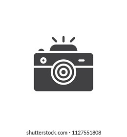 Photo camera vector icon. filled flat sign for mobile concept and web design. Camera flash simple solid icon. Symbol, logo illustration. Pixel perfect vector graphics