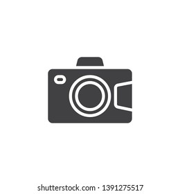 Photo camera vector icon. filled flat sign for mobile concept and web design. Camera glyph icon. Symbol, logo illustration. Pixel perfect vector graphics