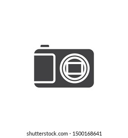 Photo camera vector icon. filled flat sign for mobile concept and web design. Digital camera glyph icon. Symbol, logo illustration. Vector graphics