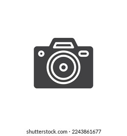 Photo camera vector icon. filled flat sign for mobile concept and web design. Digital camera glyph icon. Symbol, logo illustration. Vector graphics