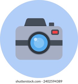 Photo Camera Vector Icon Flat Circle Style