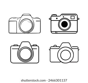 Photo camera vector icon. camera in flat style and outline stock illustration