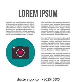 Photo camera vector icon in flat style. Photography logo design with place for your text. Vector.