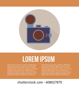 Photo camera vector icon in flat style. Photography logo design with place for your text. Vector.