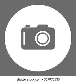 Photo camera. Vector icon grey and white
