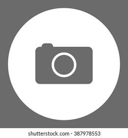 Photo camera. Vector icon grey and white
