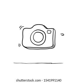 Photo camera vector icon with handdrawn doodle style vector isolated on white
