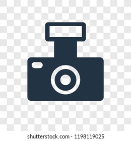 Photo camera vector icon isolated on transparent background, Photo camera transparency logo concept
