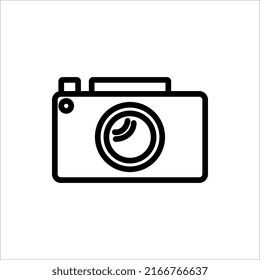 Icono del vector de cámara fotográfica sobre fondo blanco