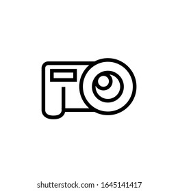 Photo camera vector icon in outline, linear style isolated on white background