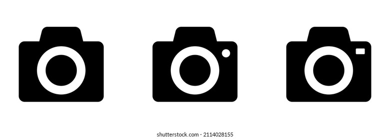 Photo camera vector icon, set of icons