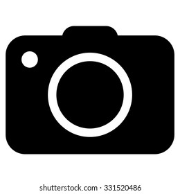 Photo Camera vector icon. Style is flat symbol, black color, rounded angles, white background.