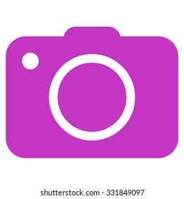Photo Camera vector icon. Style is flat symbol, violet color, rounded angles, white background.