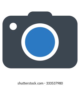 Photo Camera vector icon. Style is bicolor flat symbol, smooth blue colors, rounded angles, white background.