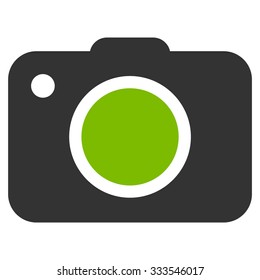 Photo Camera vector icon. Style is bicolor flat symbol, eco green and gray colors, rounded angles, white background.