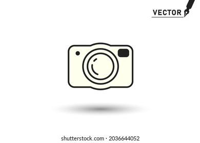 Photo camera. Vector illustration of an icon, template, isolated background.