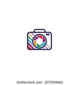 Photo camera vector illustration. Camera logo template, isolated in white background.
