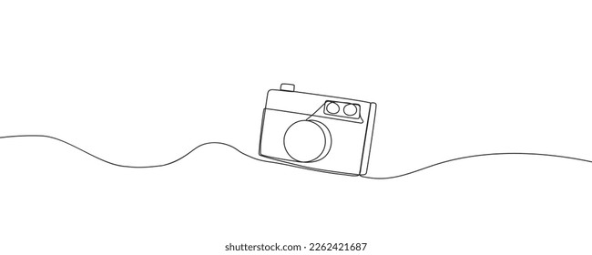 Photo camera vector illustration. Modern one line art and abstract shapes