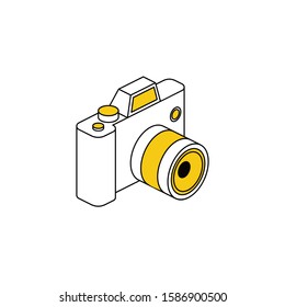 Photo camera. Vector line, 3d stroke isometric, color web icon, new flat style. Creative illustration design, abstract idea for infographics.