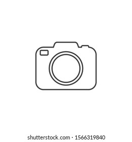 Photo camera vector line icon in flat