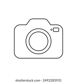 Icono de línea de Vector de cámara fotográfica